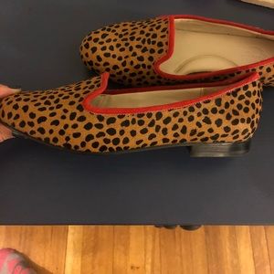 C Wonder Leopard Print Flats Red Trim - like new!